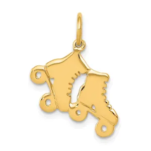 14K Gold Roller Skates Charm with Polished Finish