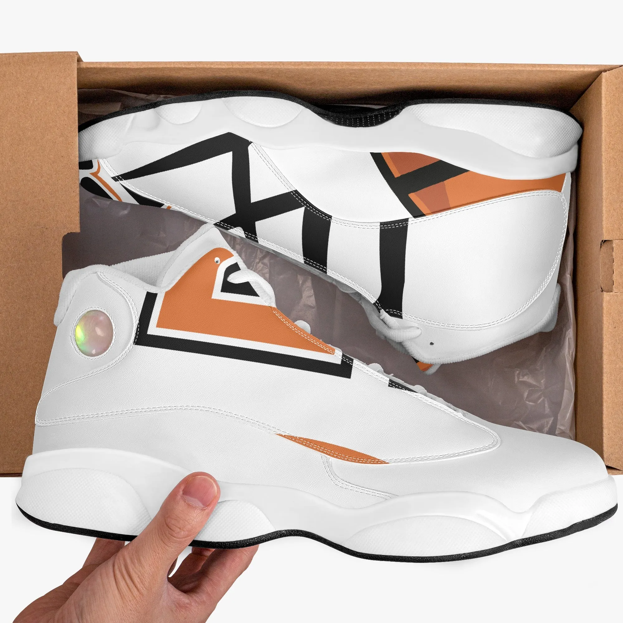 243. High-Top Leather Basketball Sneakers - White