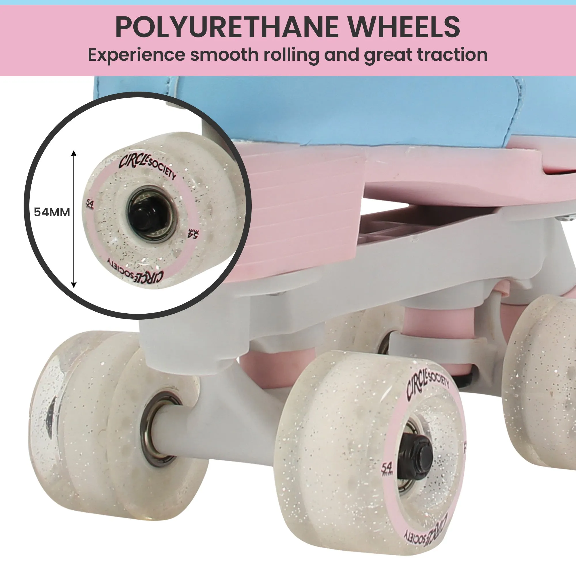 Adjustable Kids Roller Skates by Circle Society | Cotton Candy