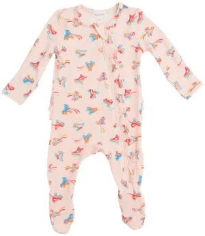 Angel Dear Roller Skates Bamboo Ruffle Footie with Zipper