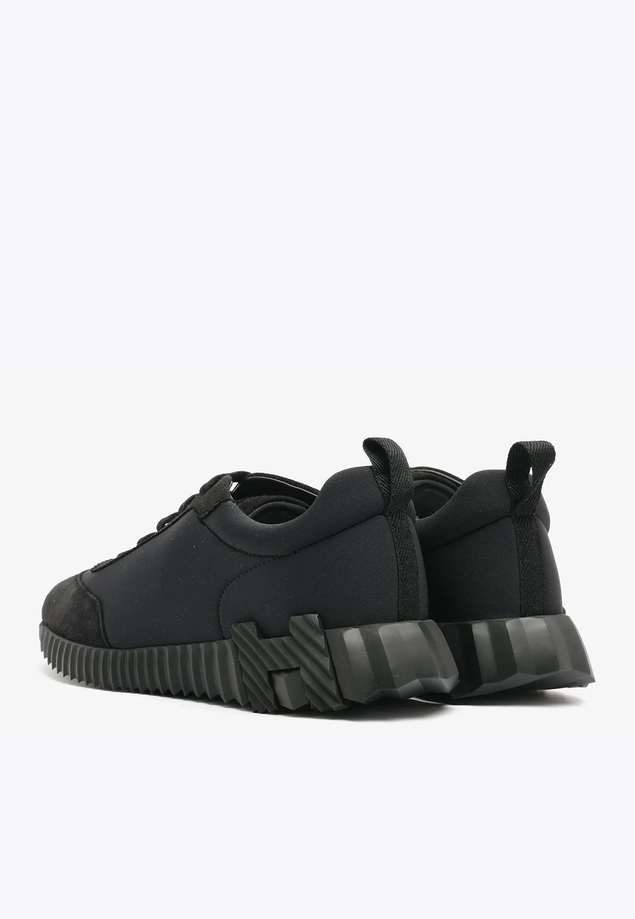 Bouncing Low-Top Sneakers in Black Satin and Suede