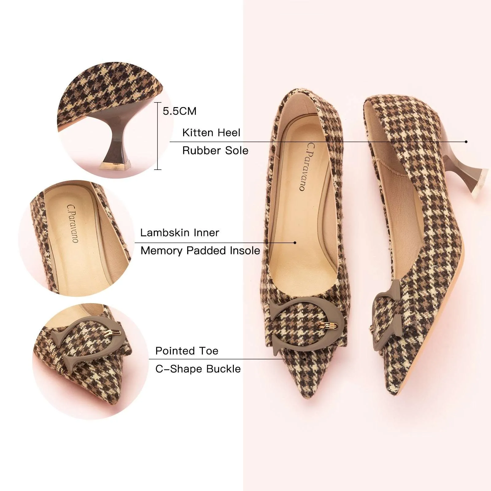 C Buckle Tweed Pumps (Olivia)