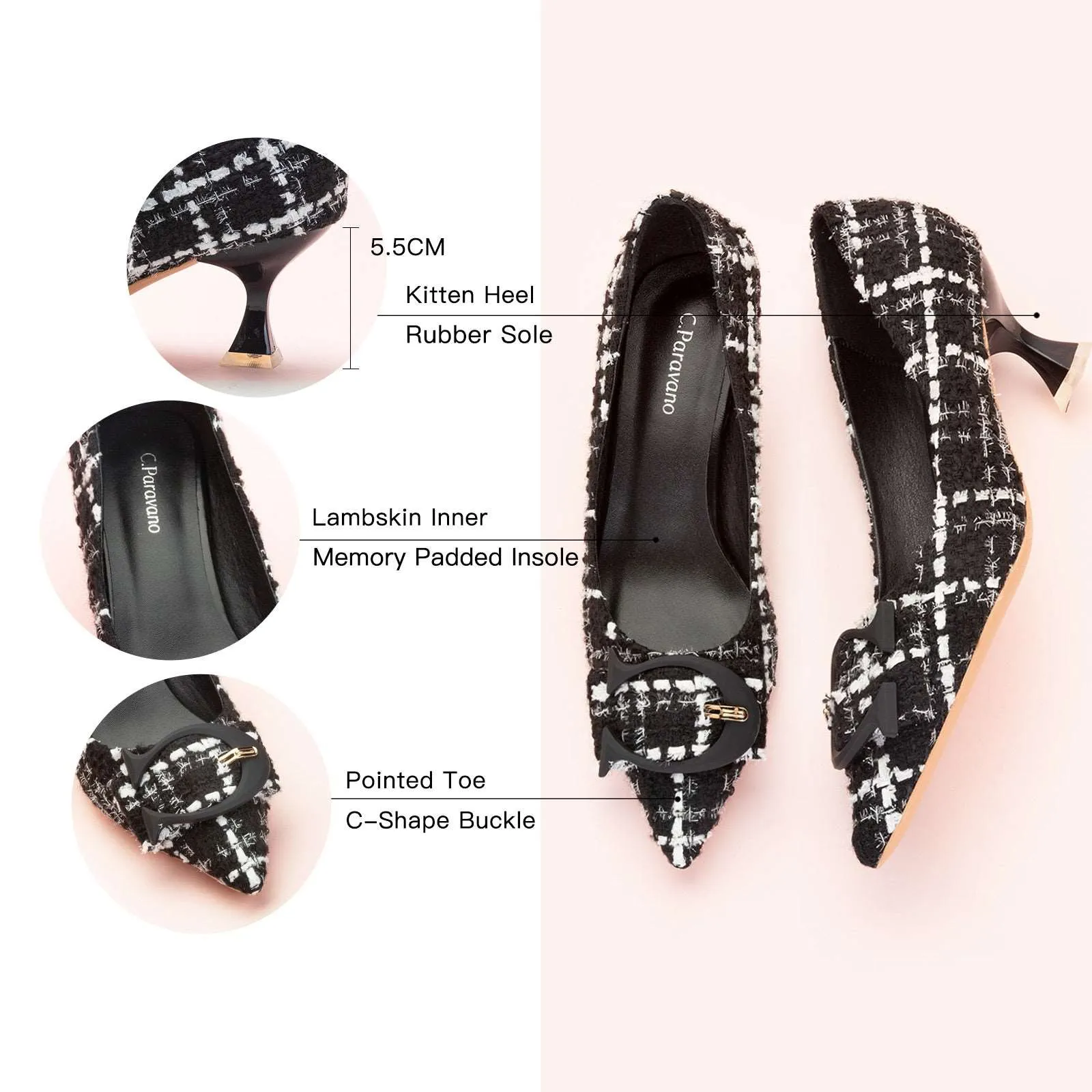C Buckle Tweed Pumps (Olivia)