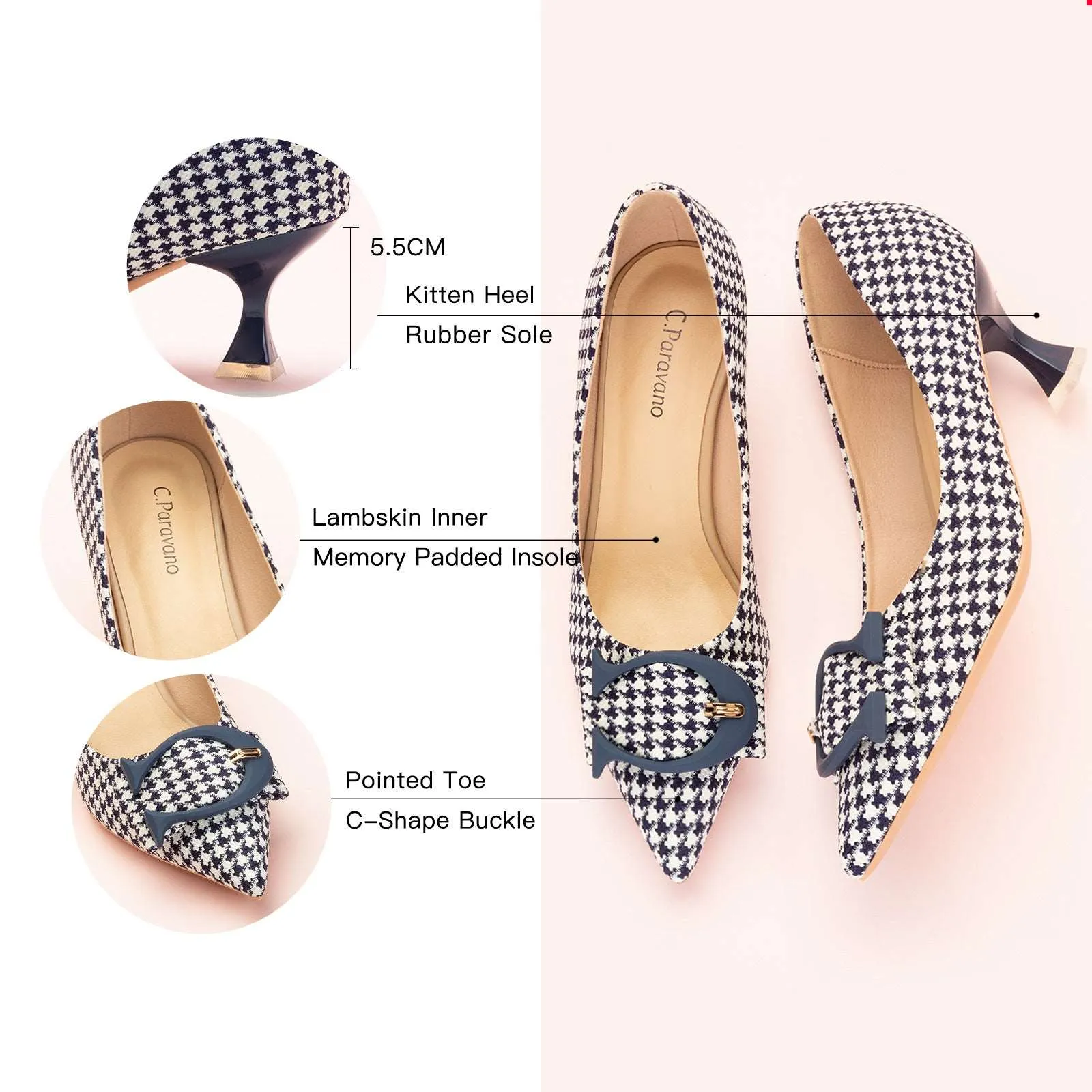 C Buckle Tweed Pumps (Olivia)