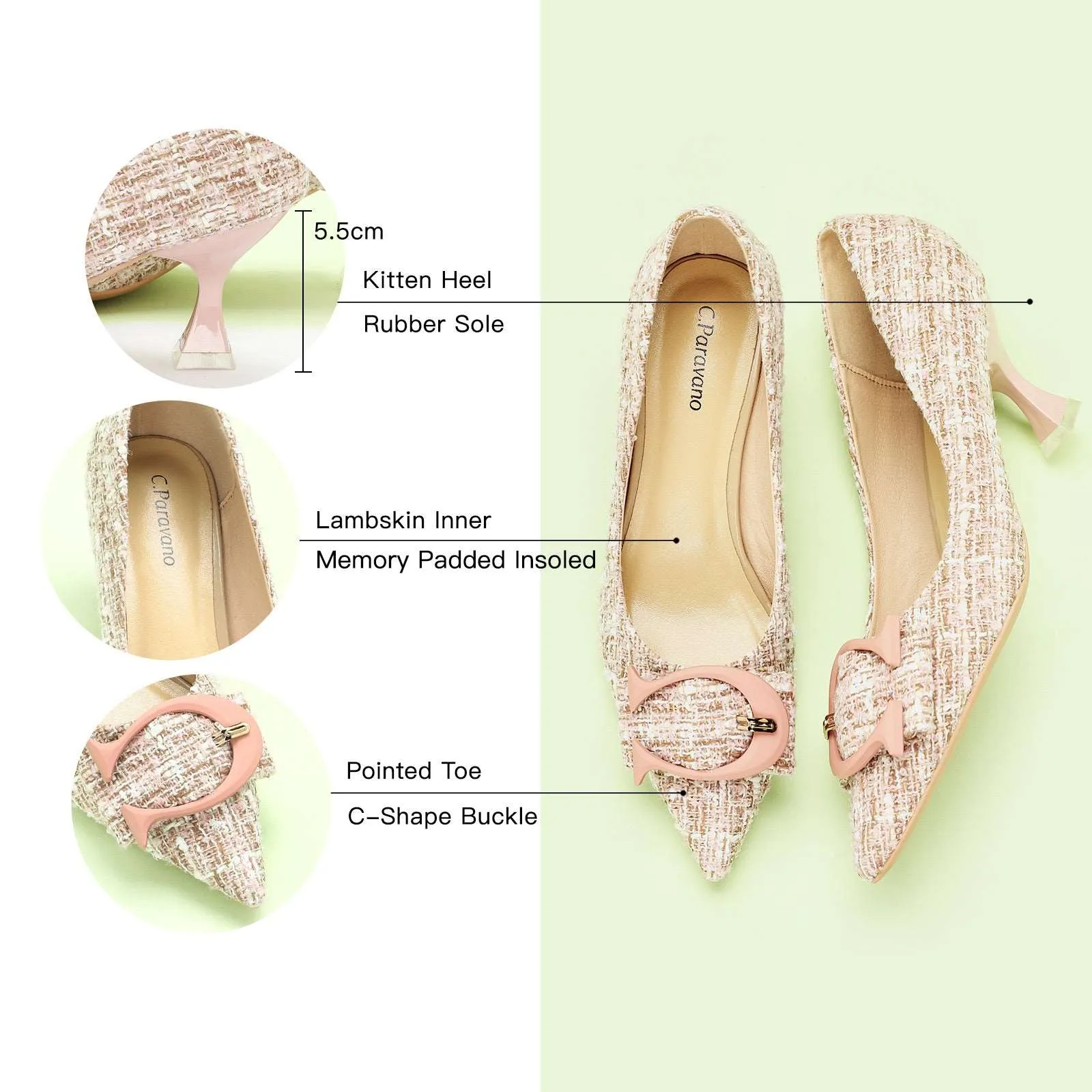 C Buckle Tweed Pumps (Olivia)