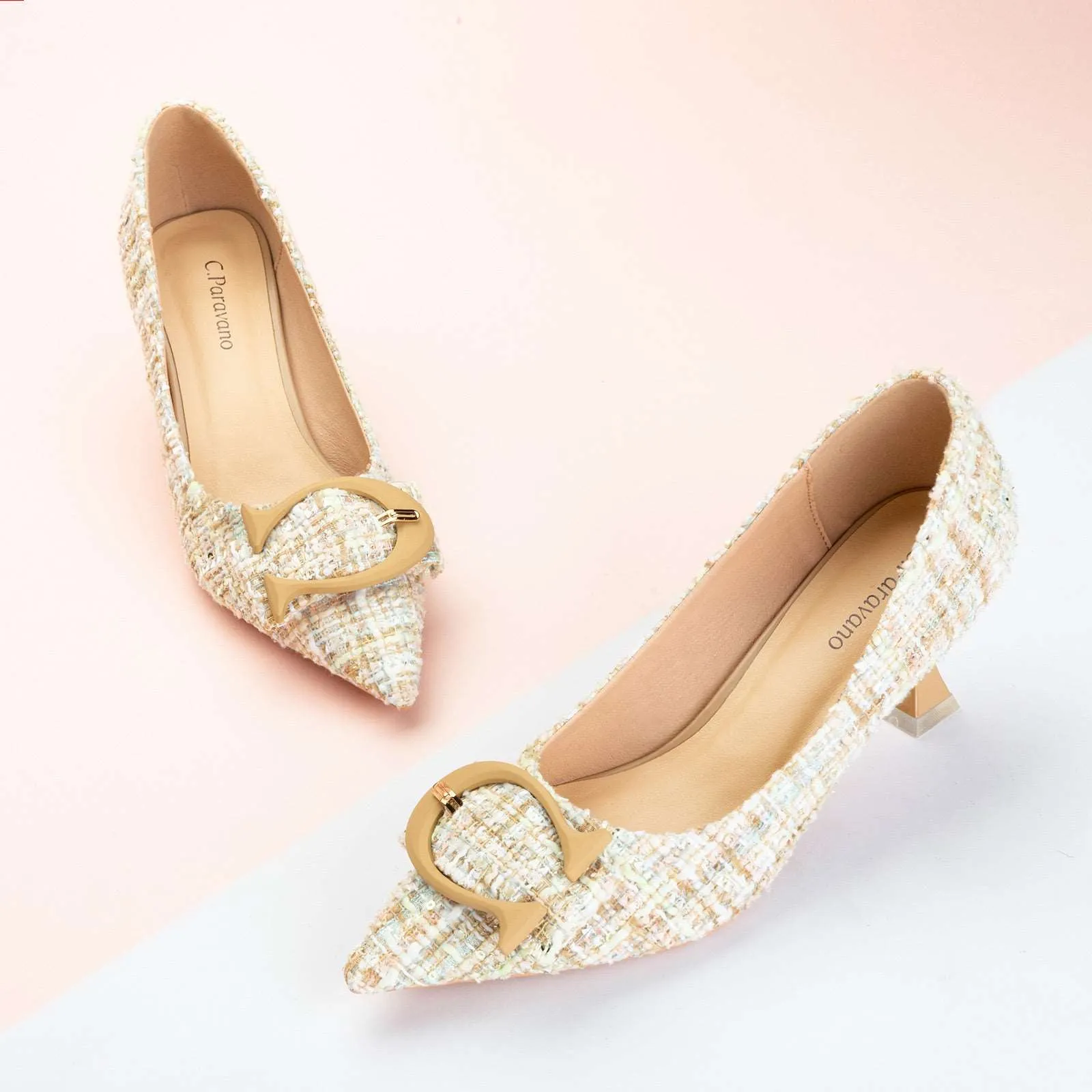 C Buckle Tweed Pumps (Olivia)