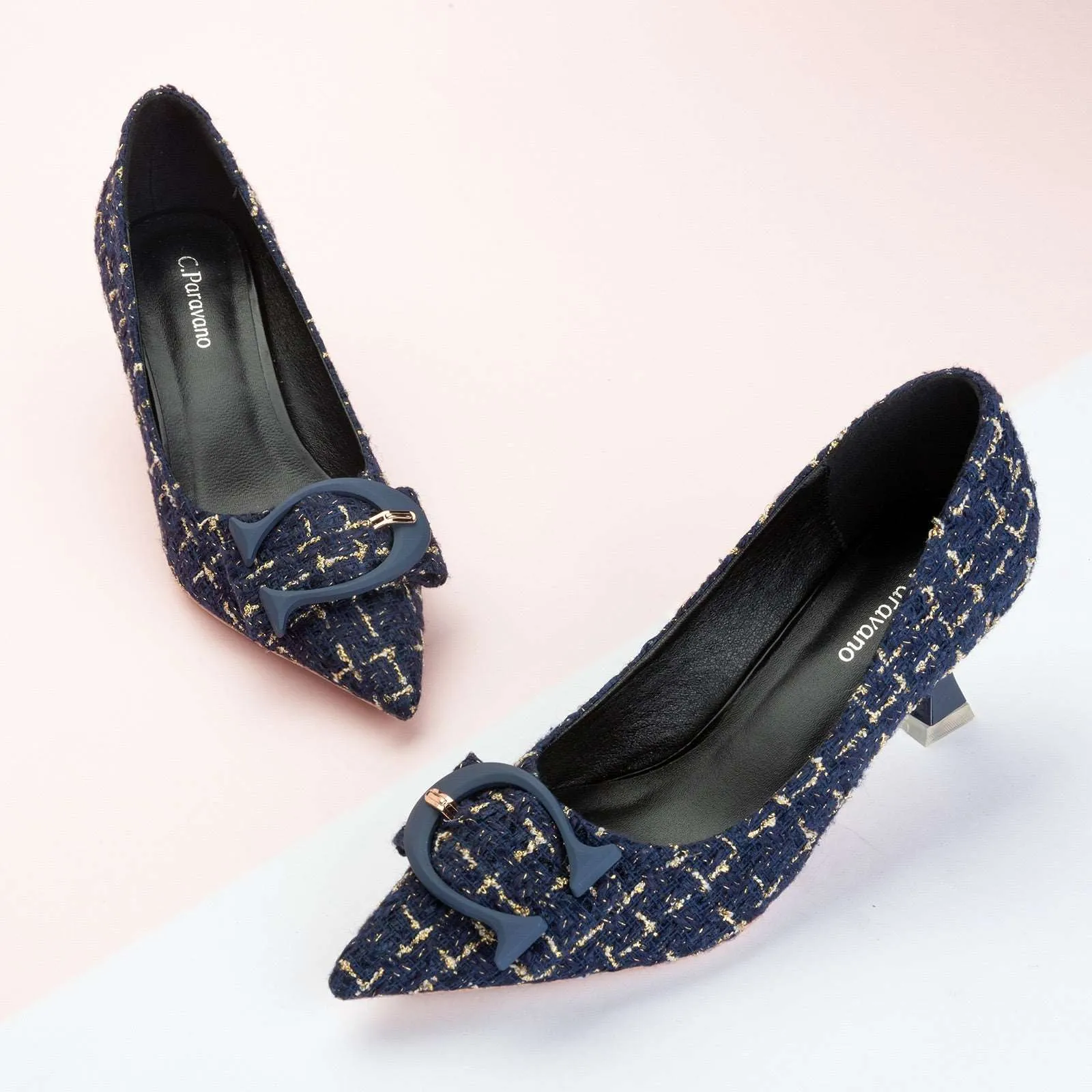 C Buckle Tweed Pumps (Olivia)