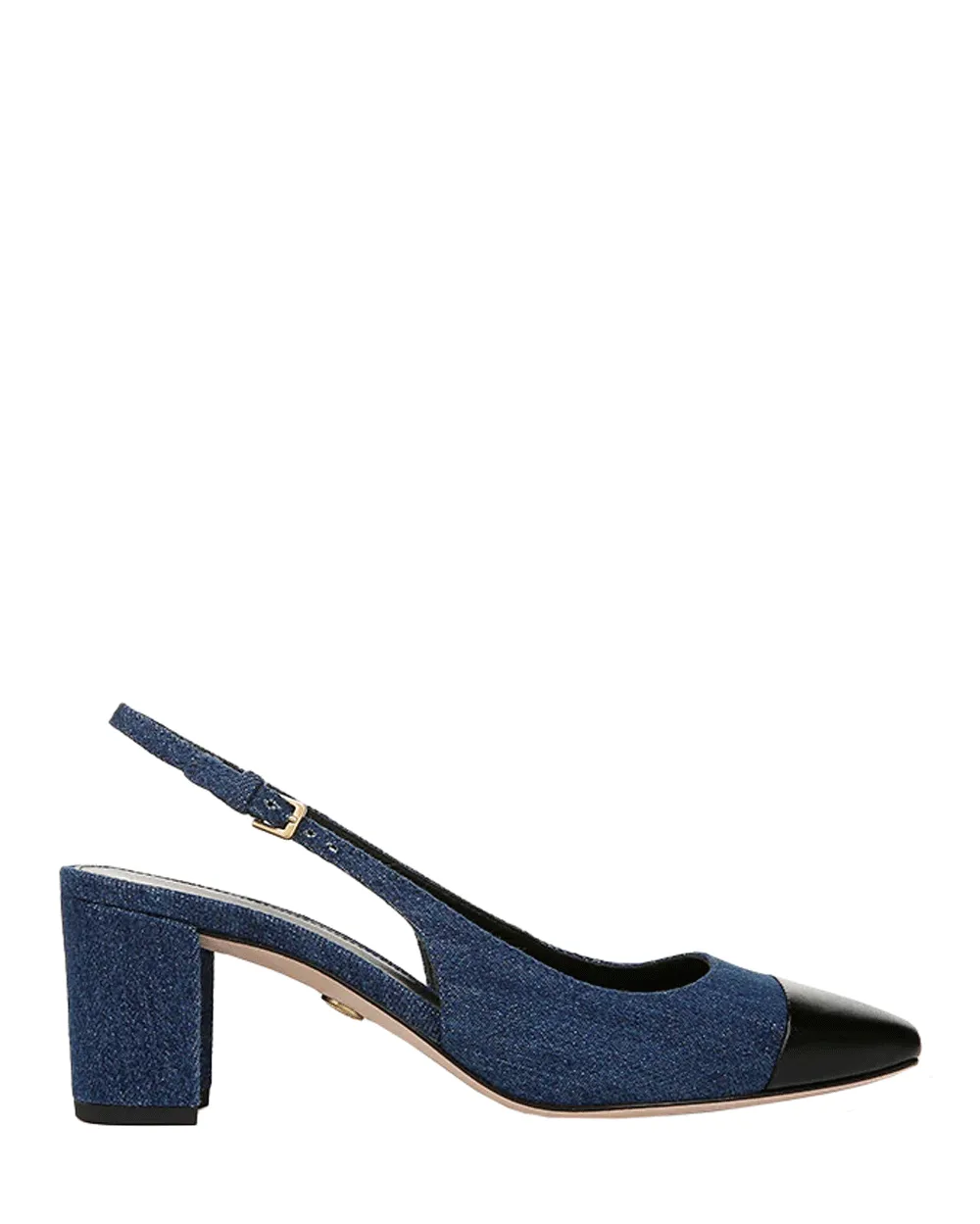 Cecile 60 Slingback in Denim and Black