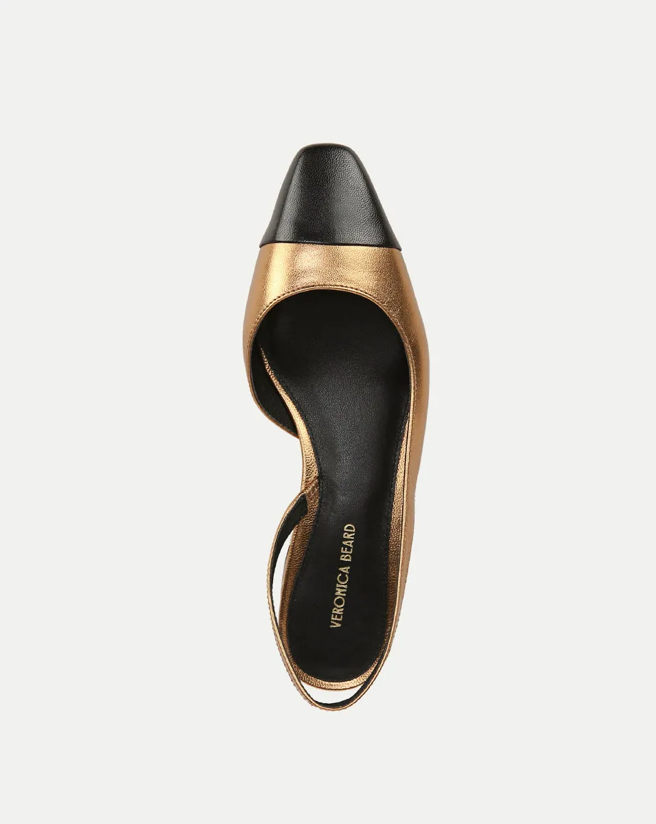 Cecile Leather Cap-Toe Slingback