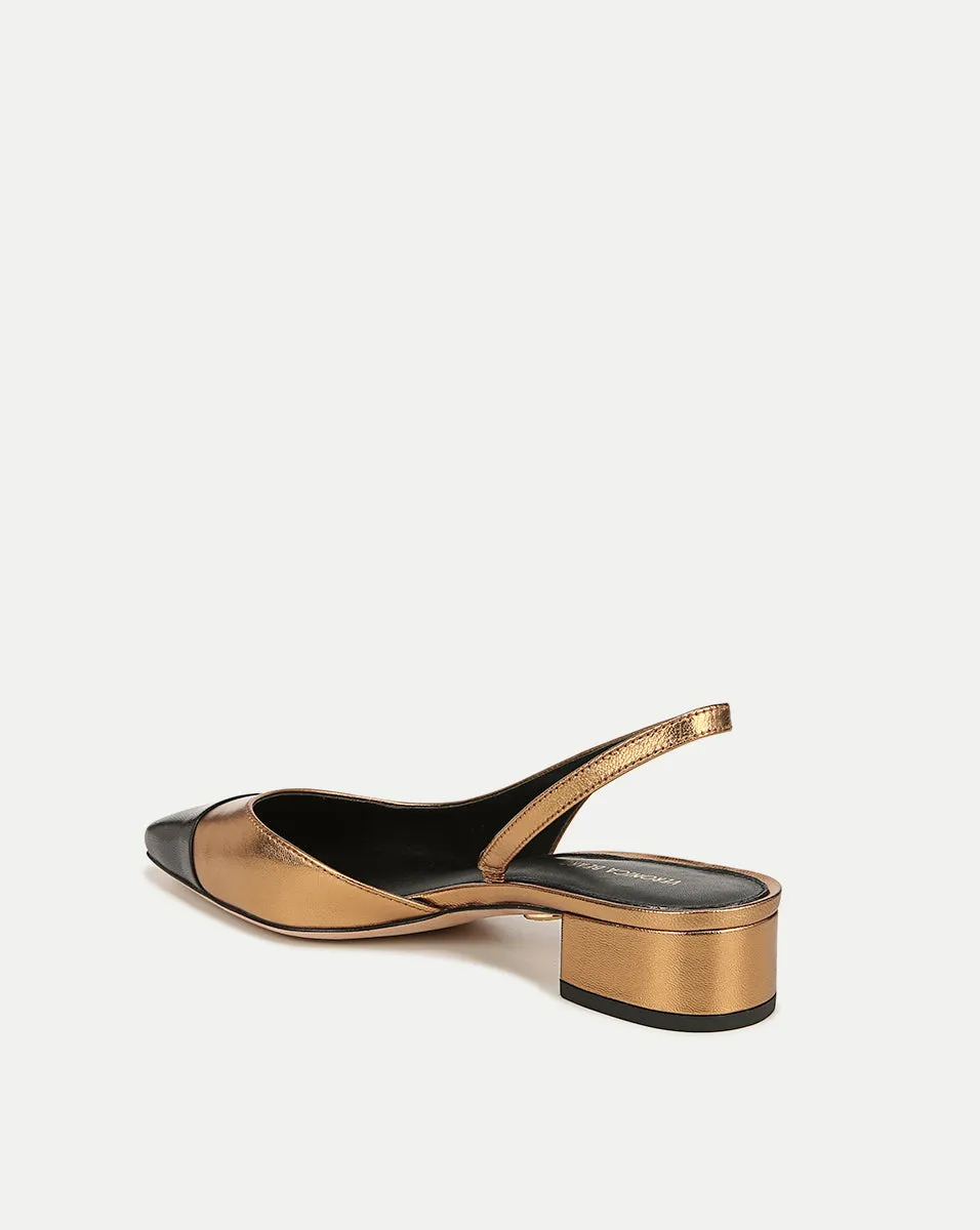 Cecile Leather Cap-Toe Slingback