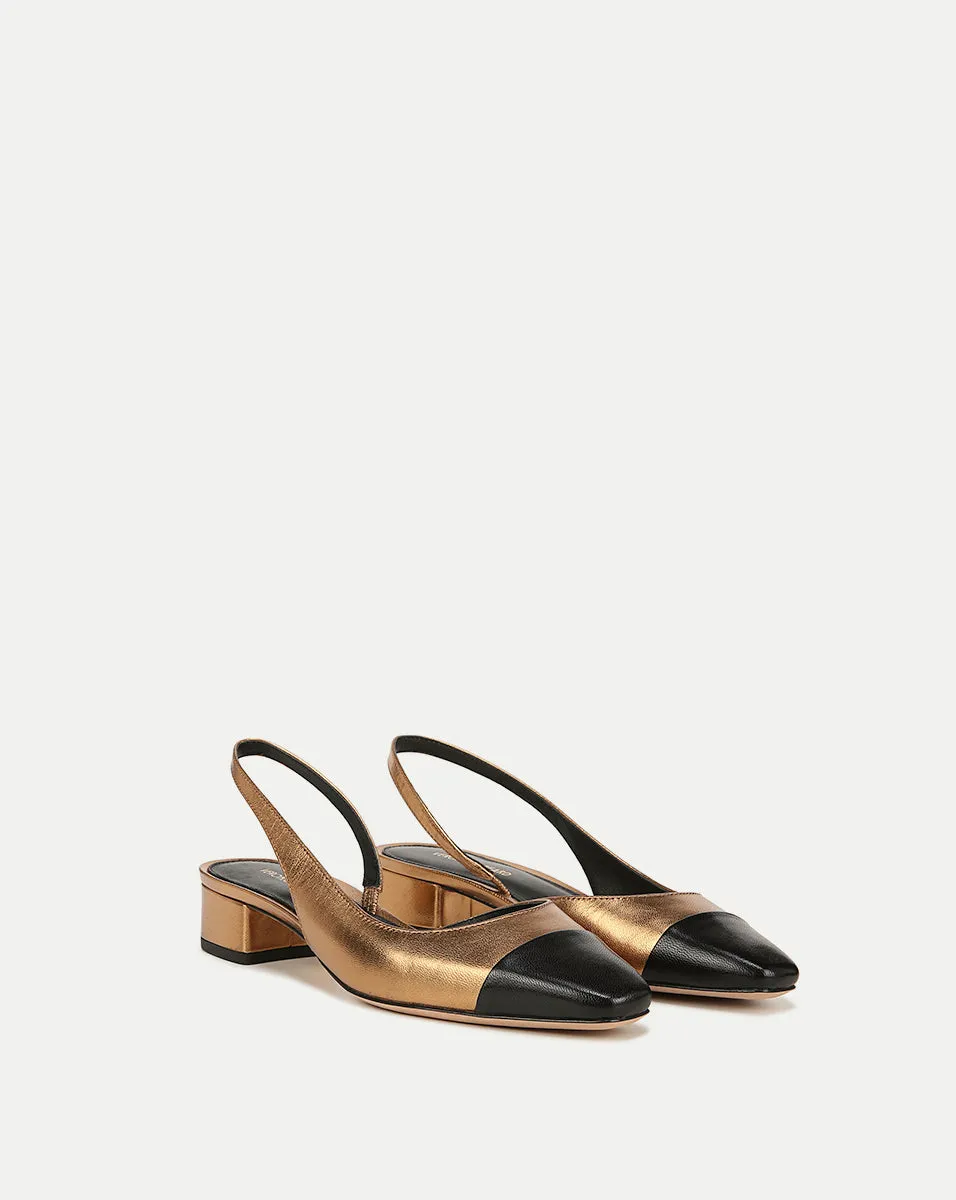 Cecile Leather Cap-Toe Slingback