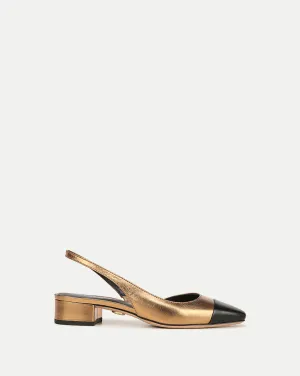 Cecile Leather Cap-Toe Slingback