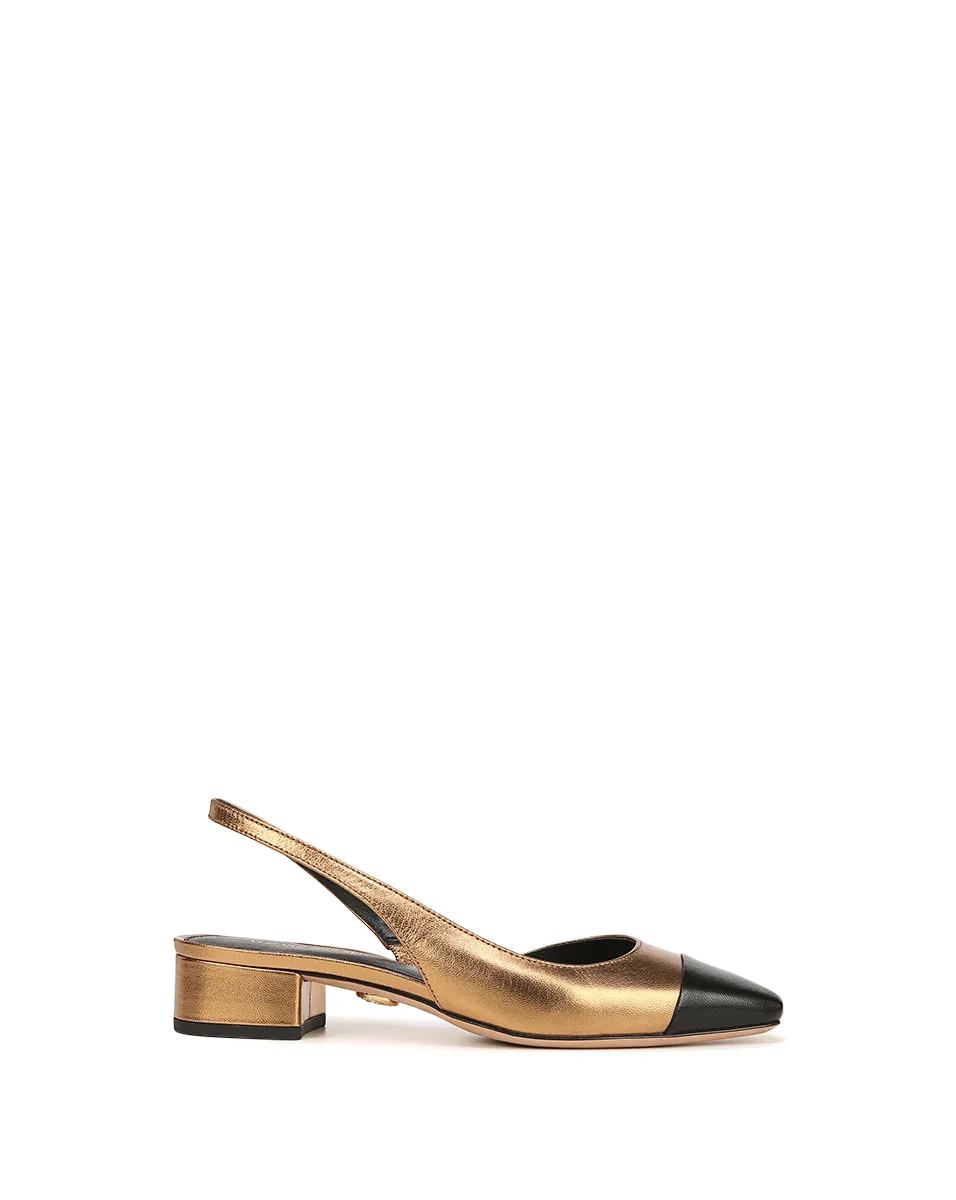 Cecile Leather Cap-Toe Slingback
