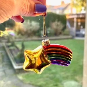 Christmas Glass Bauble Shooting Star