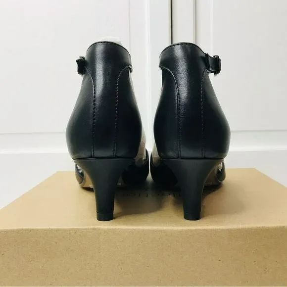 COLLECTION BY CLARKS Black Leather Linvale Edyth Kitten Heels Size 7.5M