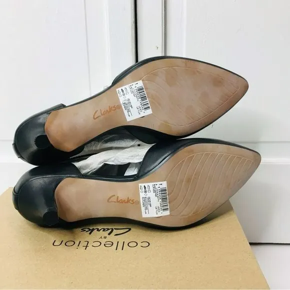 COLLECTION BY CLARKS Black Leather Linvale Edyth Kitten Heels Size 7.5M