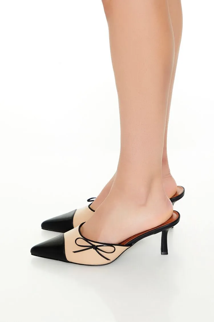 Colorblock Bow Kitten Heels