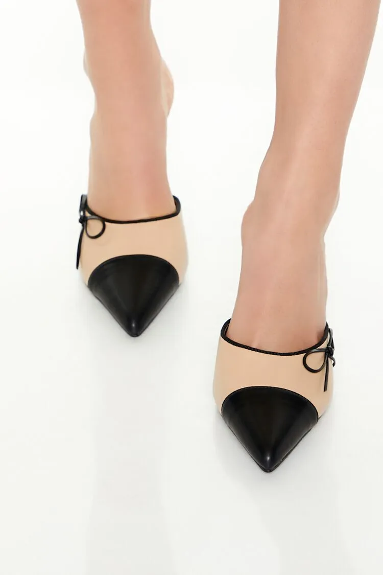 Colorblock Bow Kitten Heels