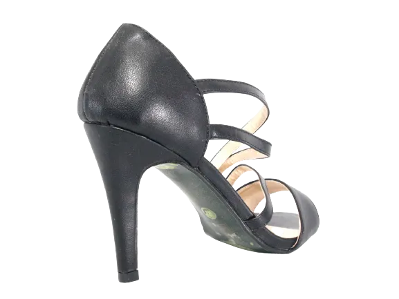 Damen High Heels Abendschuhe Pumps Riemen Black # 25816