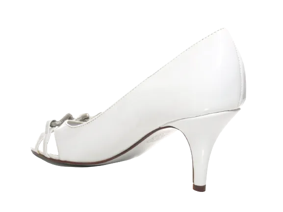 Damen High Heels Brautschuhe Hochzeit Abendschuhe Pumps Riemen White # 39838-1