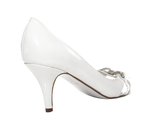 Damen High Heels Brautschuhe Hochzeit Abendschuhe Pumps Riemen White # 39838-1
