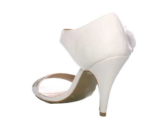 Damen High Heels Brautschuhe Hochzeit Abendschuhe Straß Pumps Riemen White # 8382-32