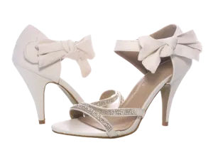 Damen High Heels Brautschuhe Hochzeit Abendschuhe Straß Pumps Riemen White # 8382-32