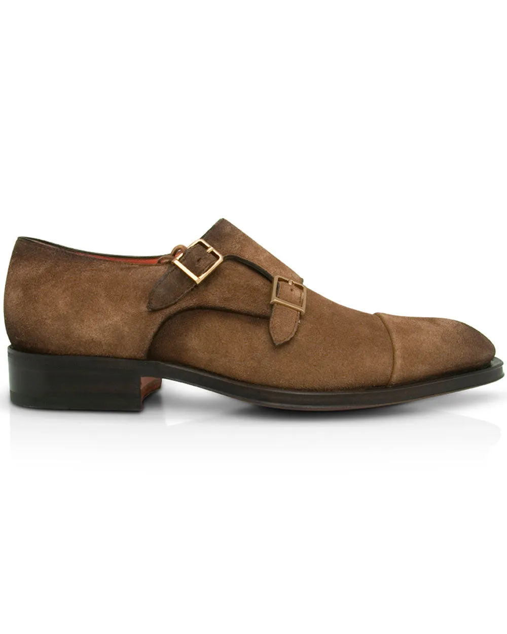 Divot Double Monk Strap Loafer in Dark Brown