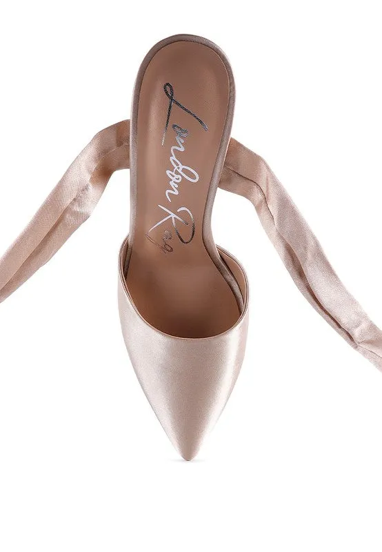 Fonda Satin Lace up Point Toe Pump Dress Shoes