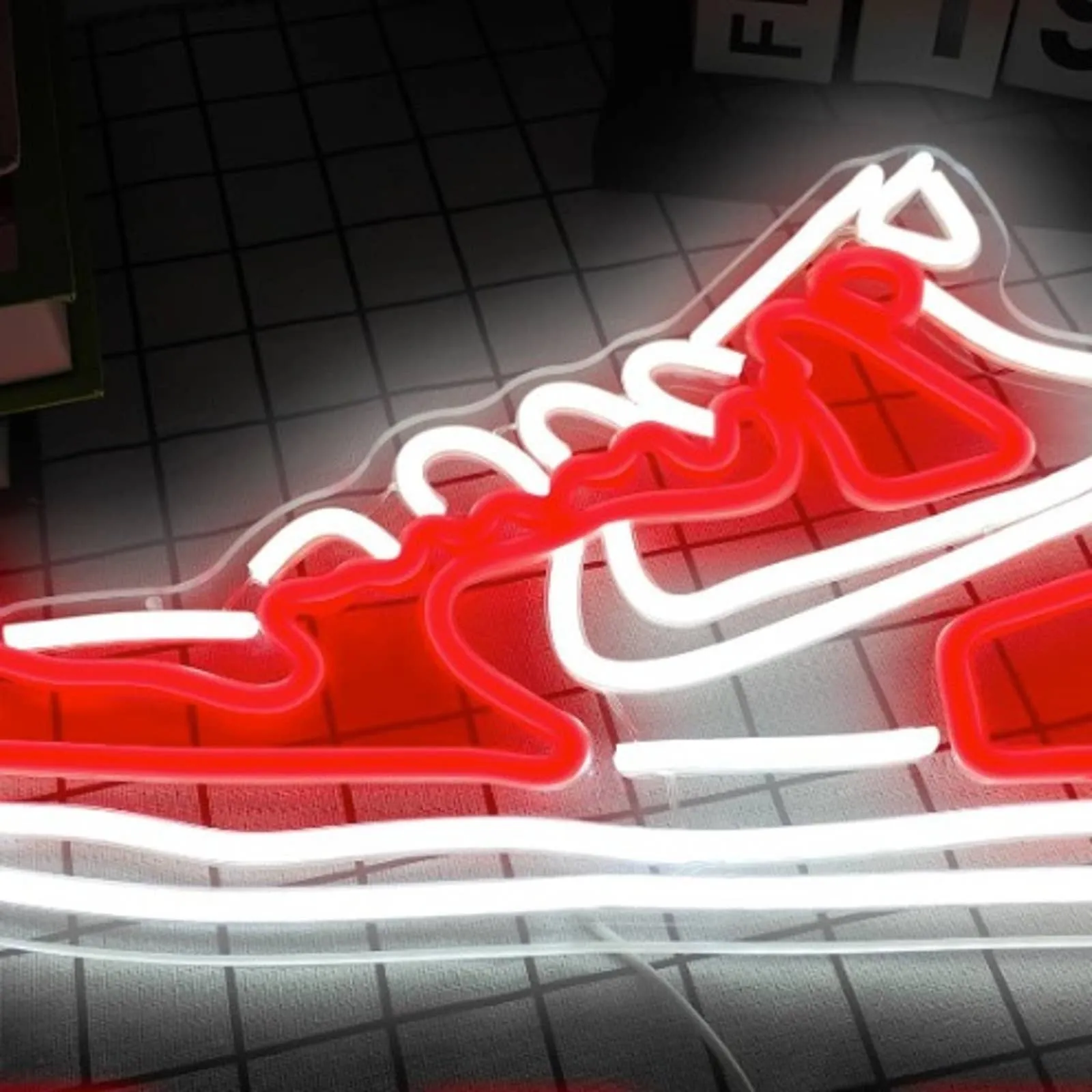 Fun Bright Red Nike High Top Basket Ball Shoes LED Night Light Sneaker Decor