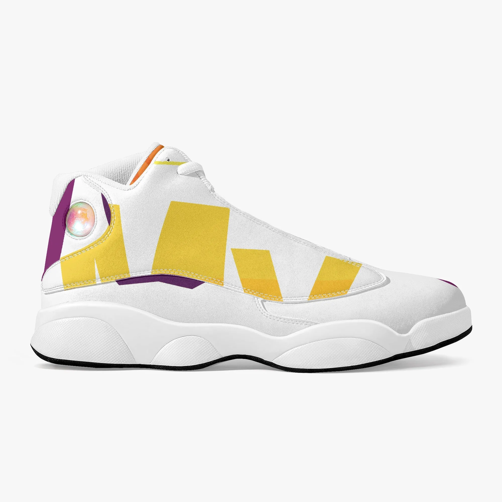 High-Top Leather Basketball Sneakers - White