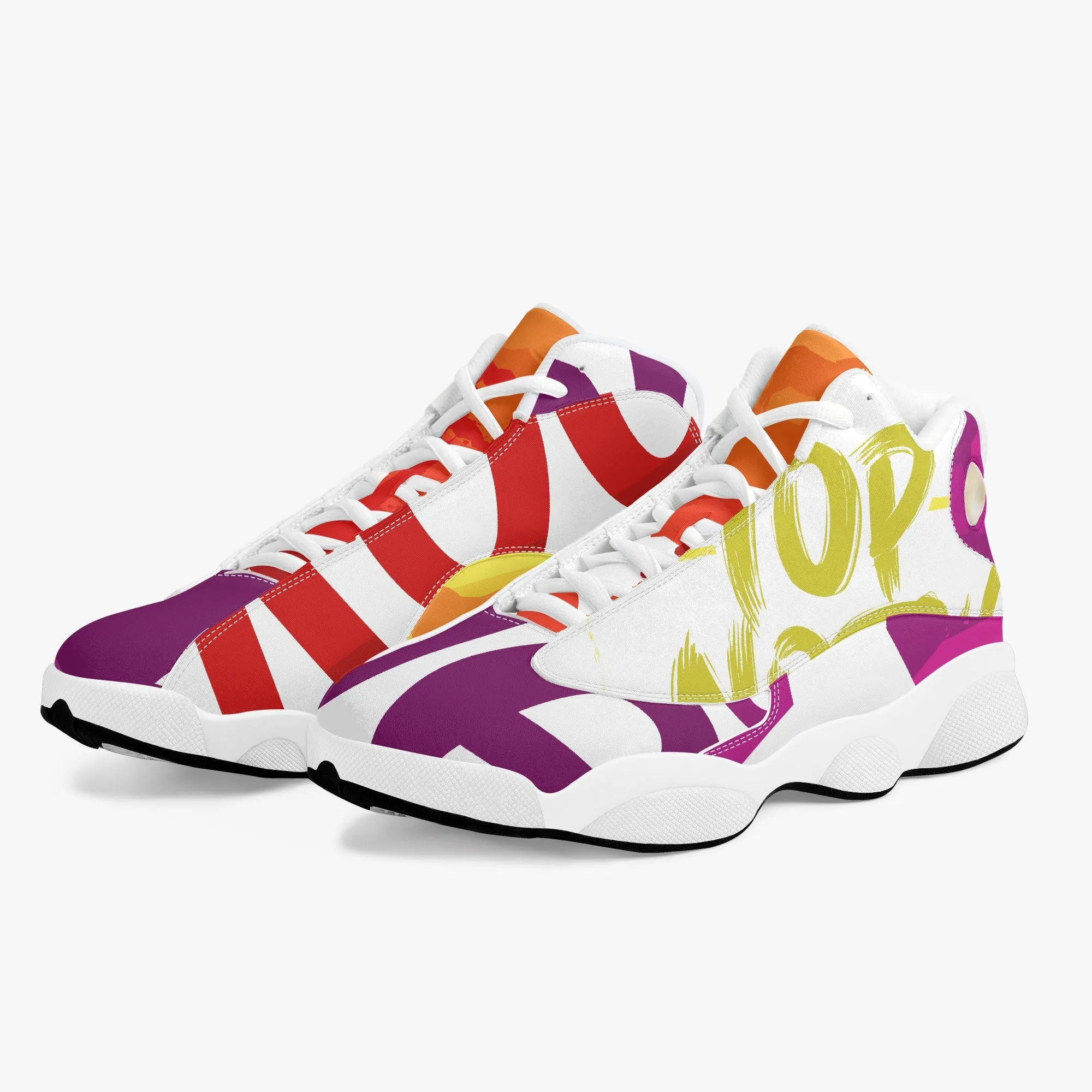 High-Top Leather Basketball Sneakers - White