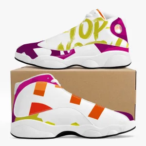 High-Top Leather Basketball Sneakers - White