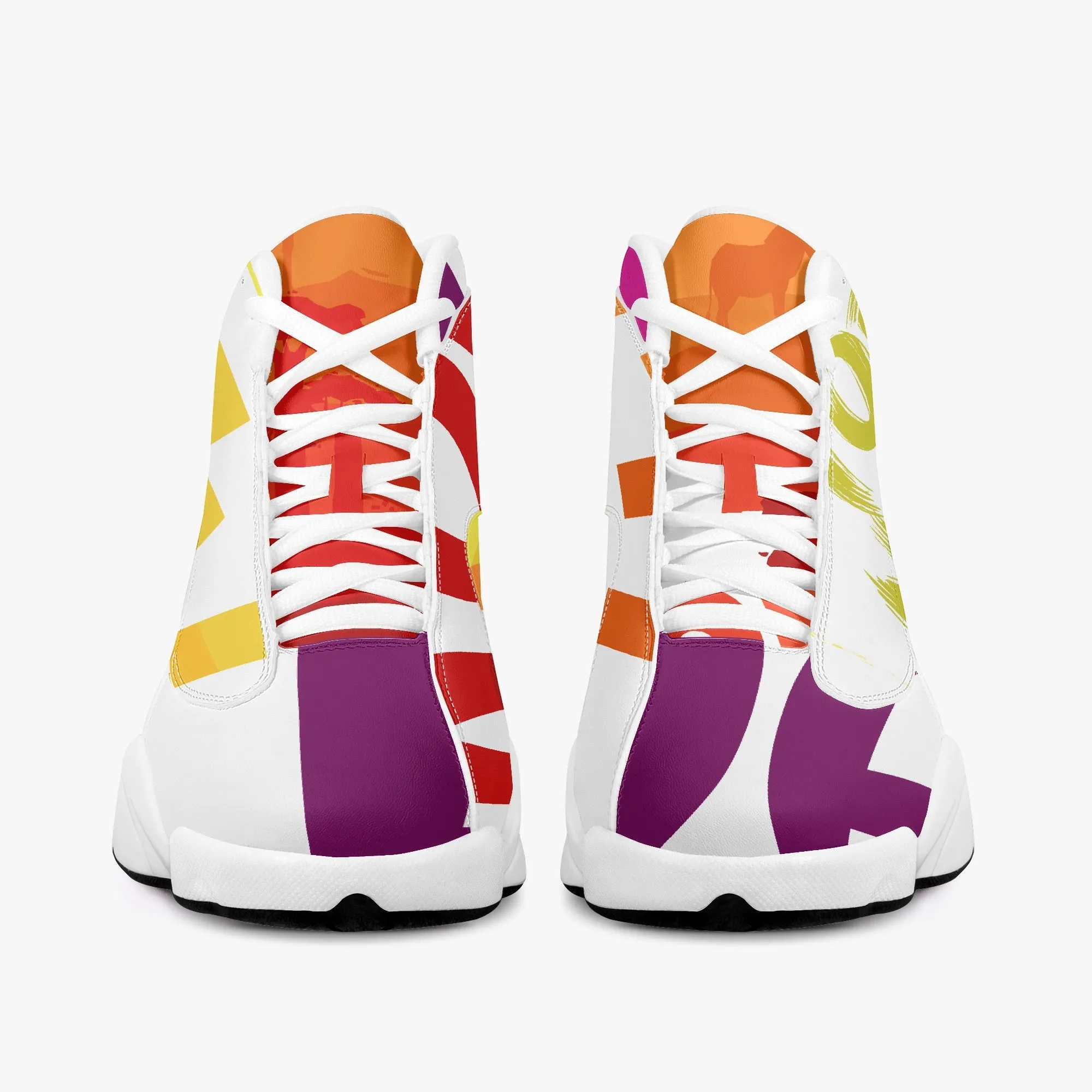 High-Top Leather Basketball Sneakers - White
