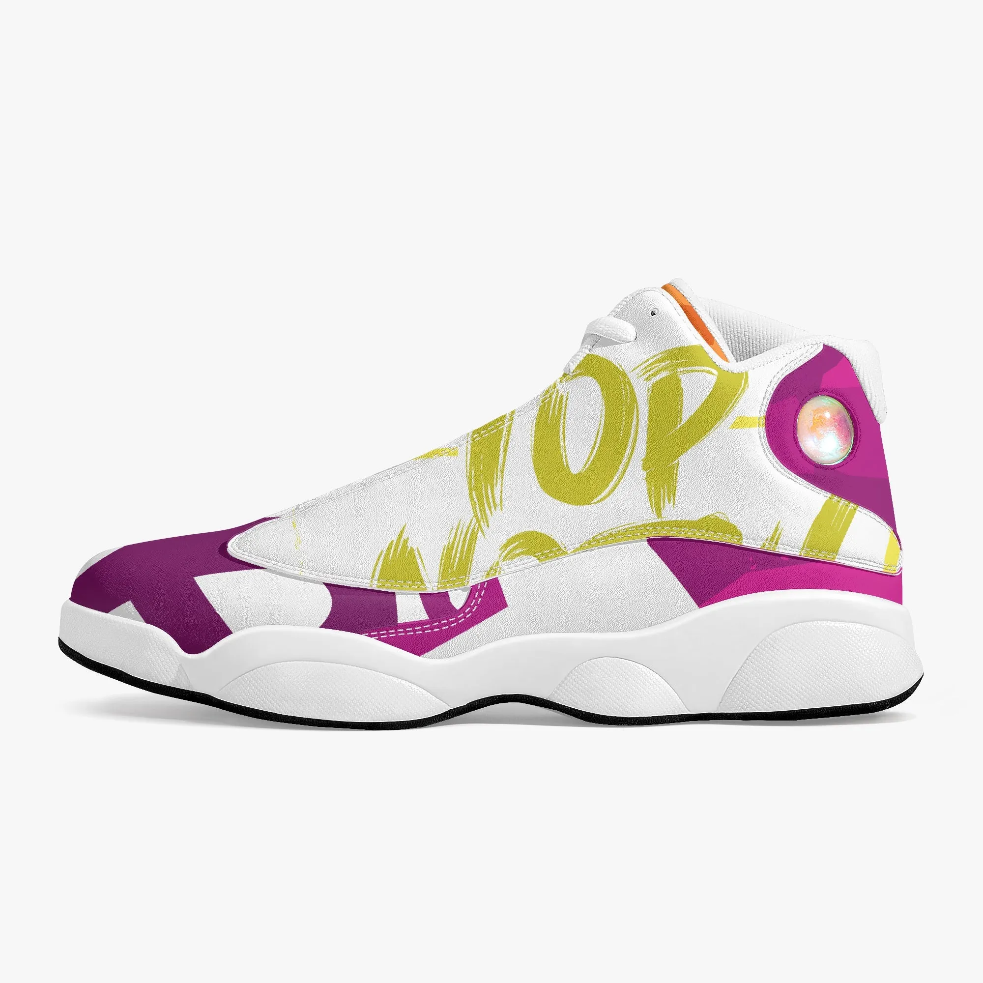 High-Top Leather Basketball Sneakers - White