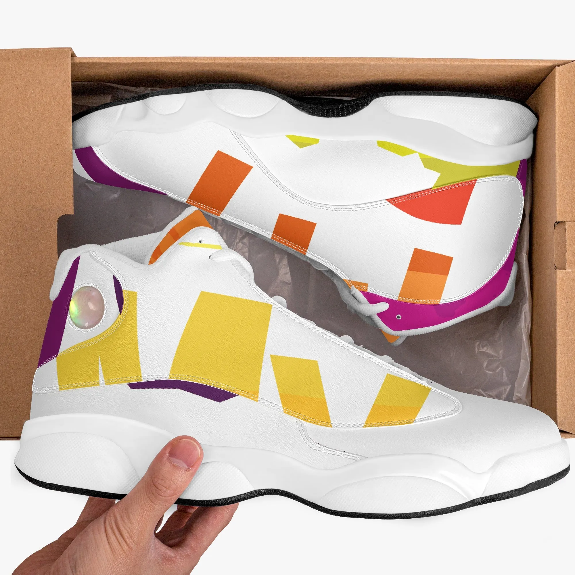 High-Top Leather Basketball Sneakers - White