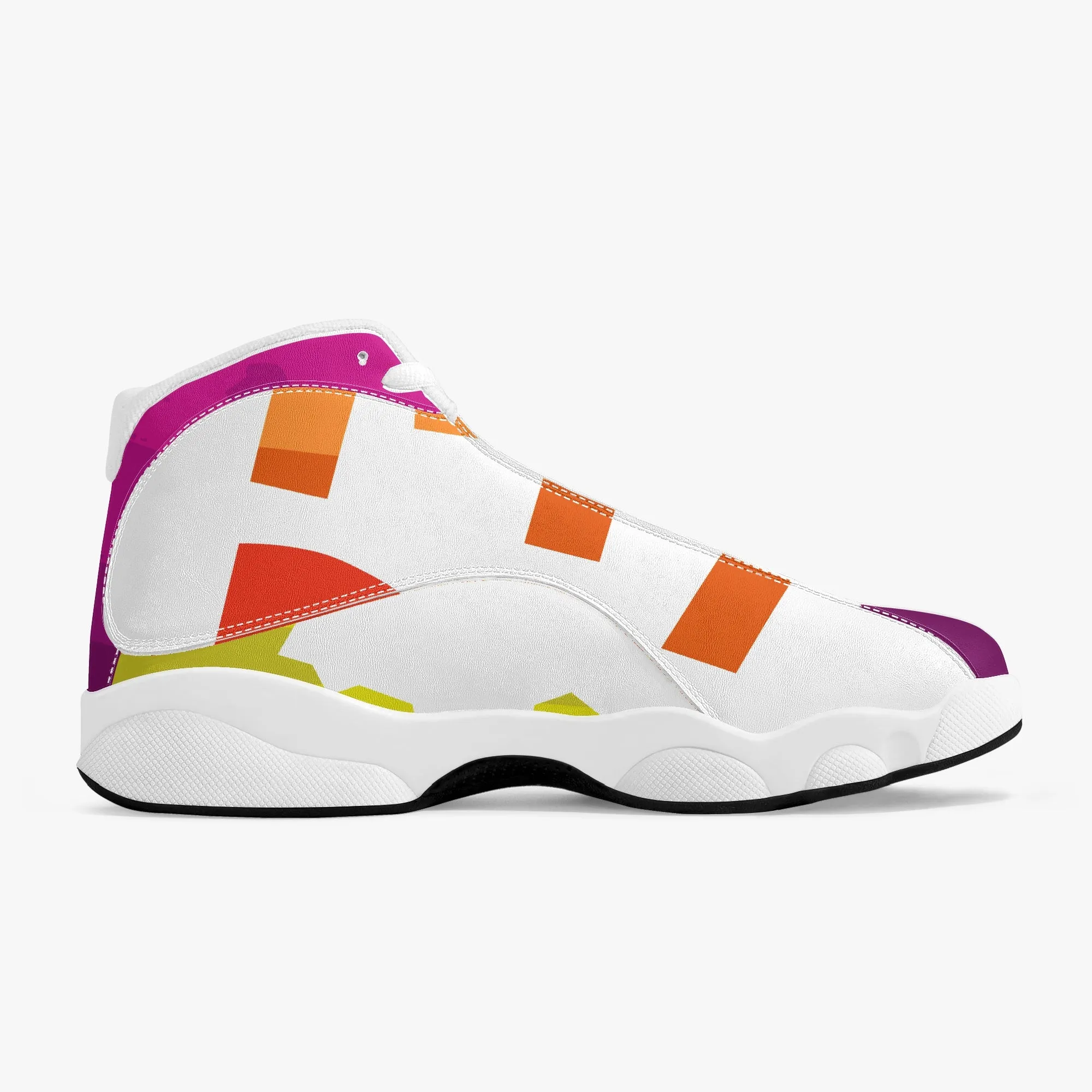 High-Top Leather Basketball Sneakers - White