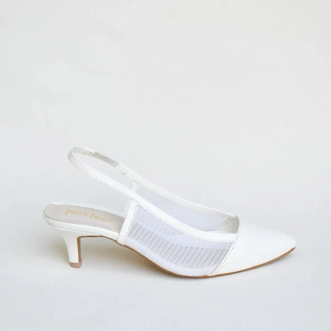 Jack Jees- Sophisticated Kitten Heels White