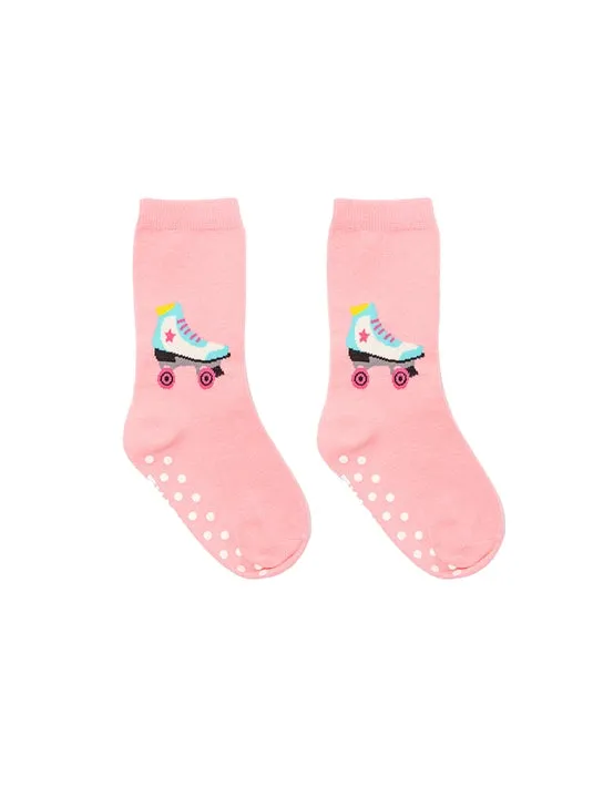 Kids Crew Socks - Roller Skate - Pink