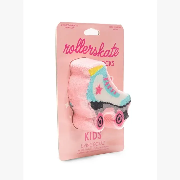 Kids Crew Socks - Roller Skate - Pink