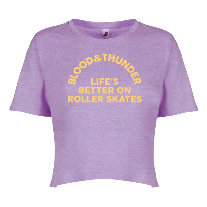 Life's Better on Roller Skates Arch Women's Purple Crop Top