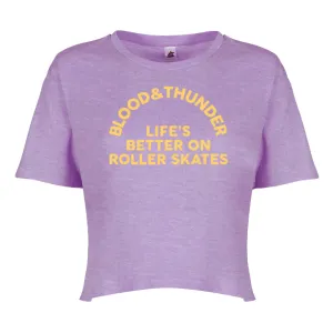 Life's Better on Roller Skates Arch Women's Purple Crop Top
