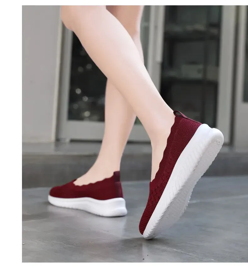 Low-cut Flying Woven Fashion Plus Size Women's Shoes