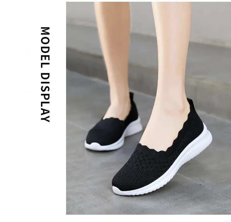 Low-cut Flying Woven Fashion Plus Size Women's Shoes
