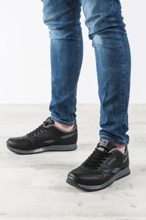 Men's Black Synthetic Lace-Up Athletic Sneakers - Wessi