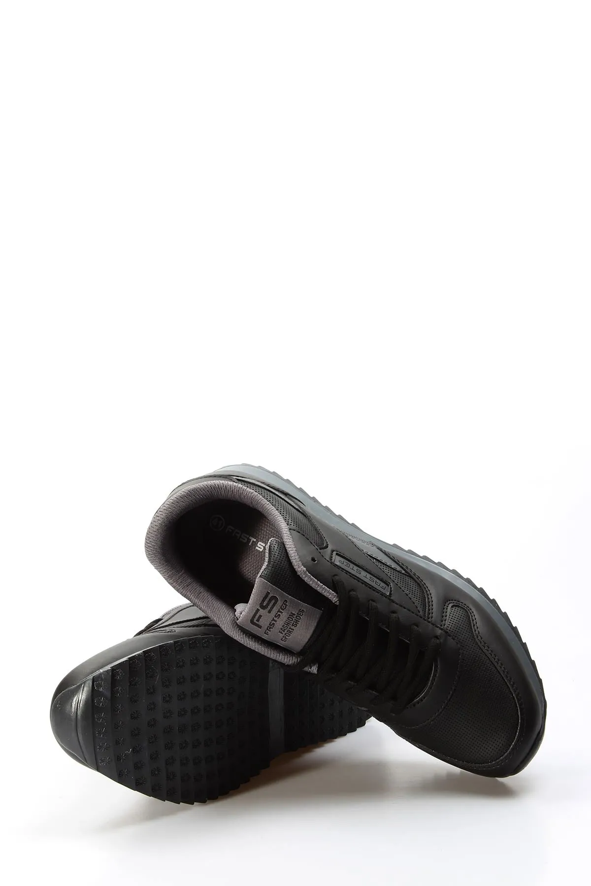 Men's Black Synthetic Lace-Up Athletic Sneakers - Wessi