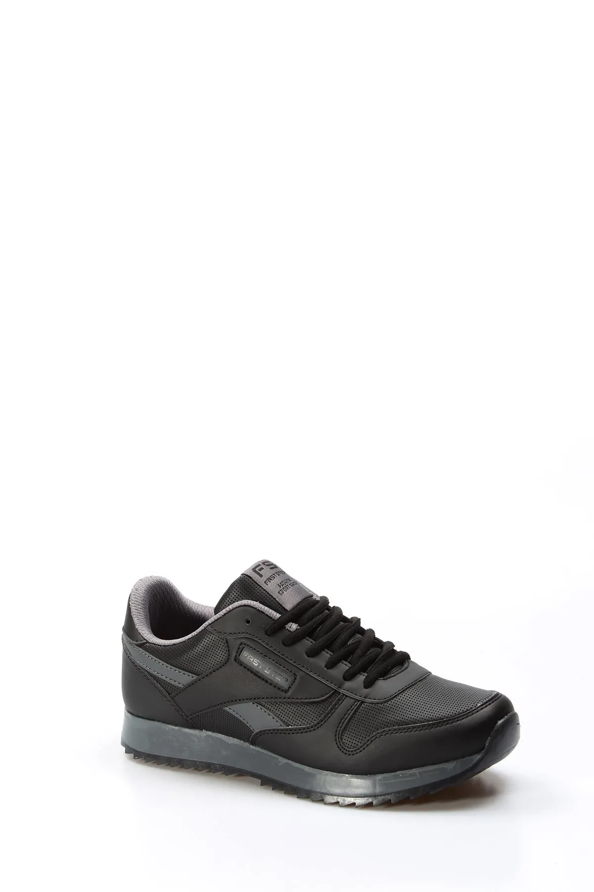 Men's Black Synthetic Lace-Up Athletic Sneakers - Wessi