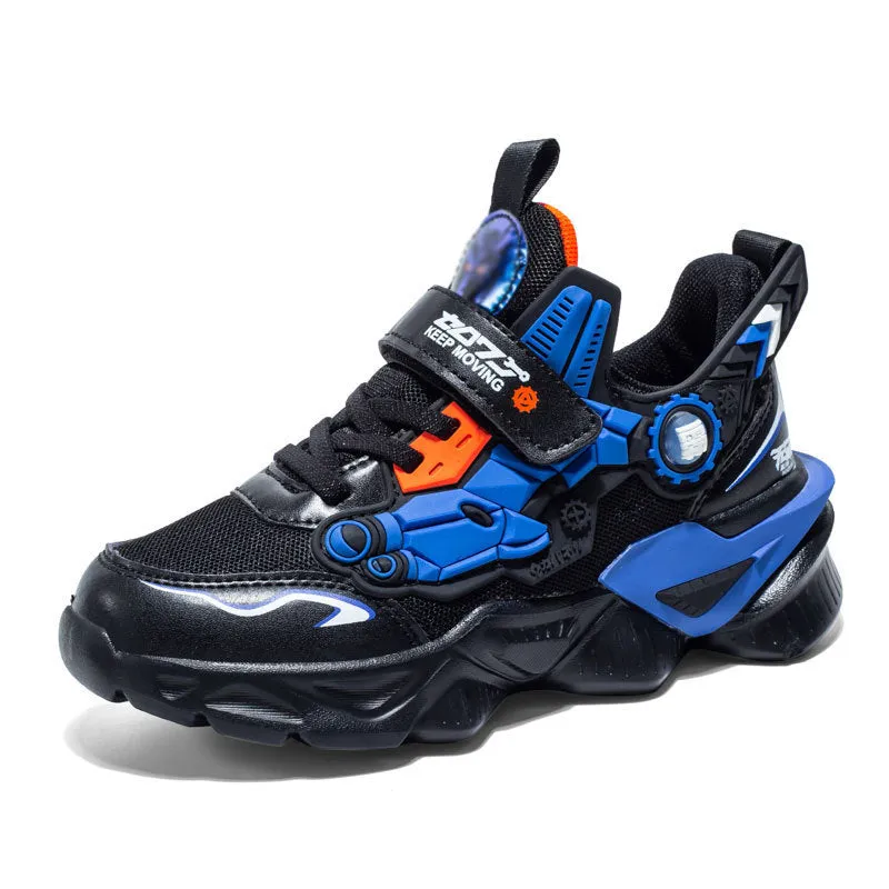 Mesh Cartoon Leather Trendy Boys' Shoes, Breathable Children's Basketball Shoes