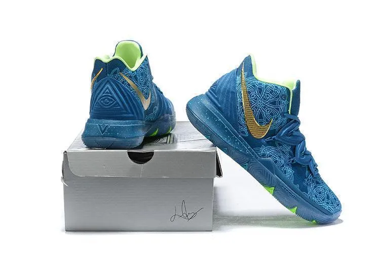 Nike Kyrie 5 Navy Gold Basketball Shoes Men !!! CYBER MONDAY SALE !!!