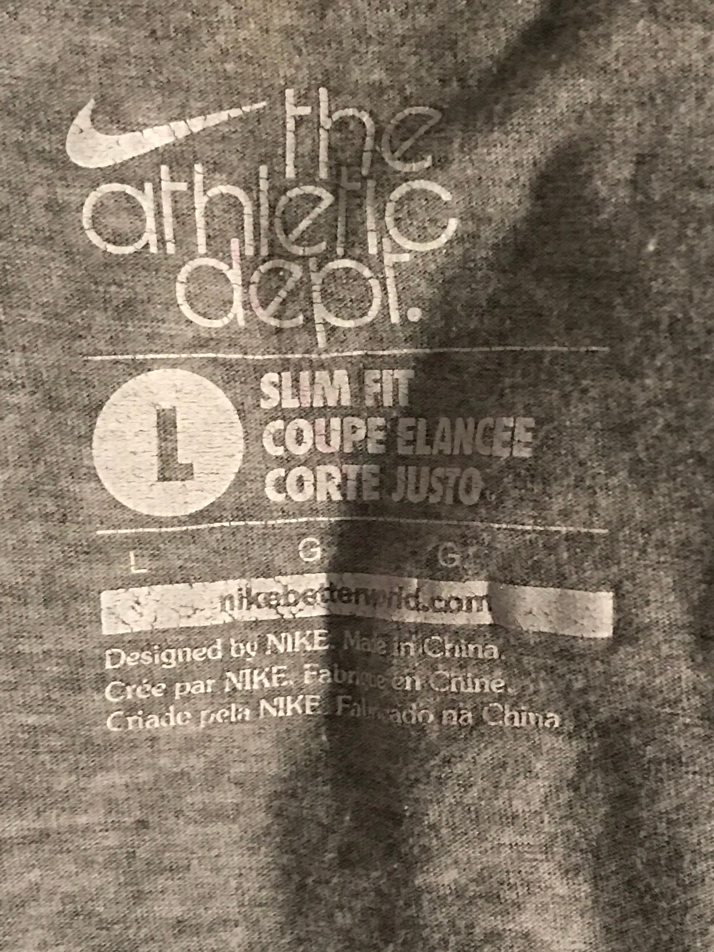 NIKE SLIM FIT Graphic Print The Athletic Dept Adult T-Shirt Tee Shirt L Lrg Large Gray Shirt